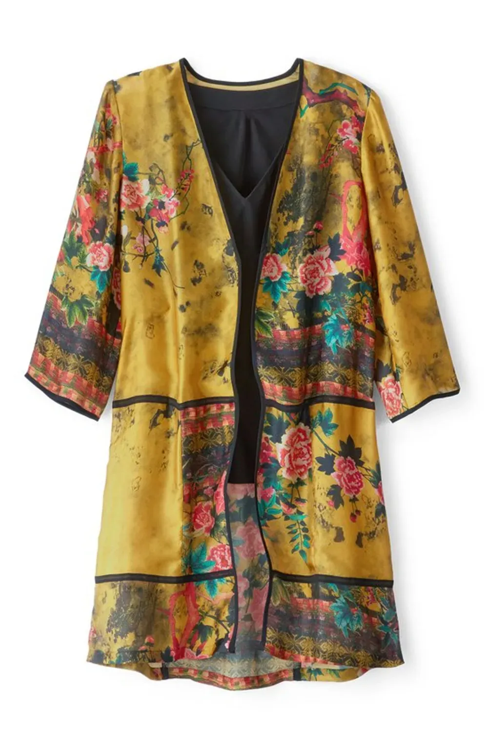 Hana 3/4 Sleeve Open Front Satin Topper