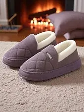 Women's Quilted Indoor Slippers with Faux Fur Lining – Warm Home Shoes for Winter and Cold Floors