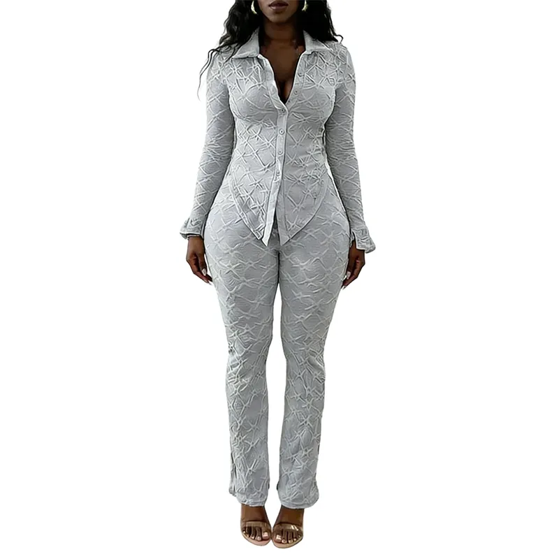 Sexy Knitted Long Sleeve Top & Tight Pants Set