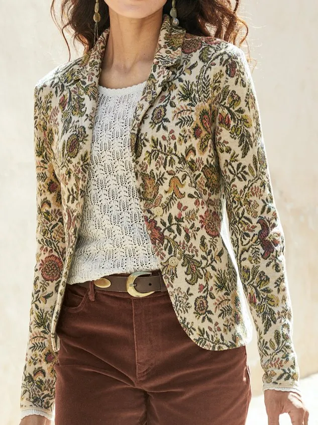 Long Sleeve Floral Regular Loose Blazer For Women