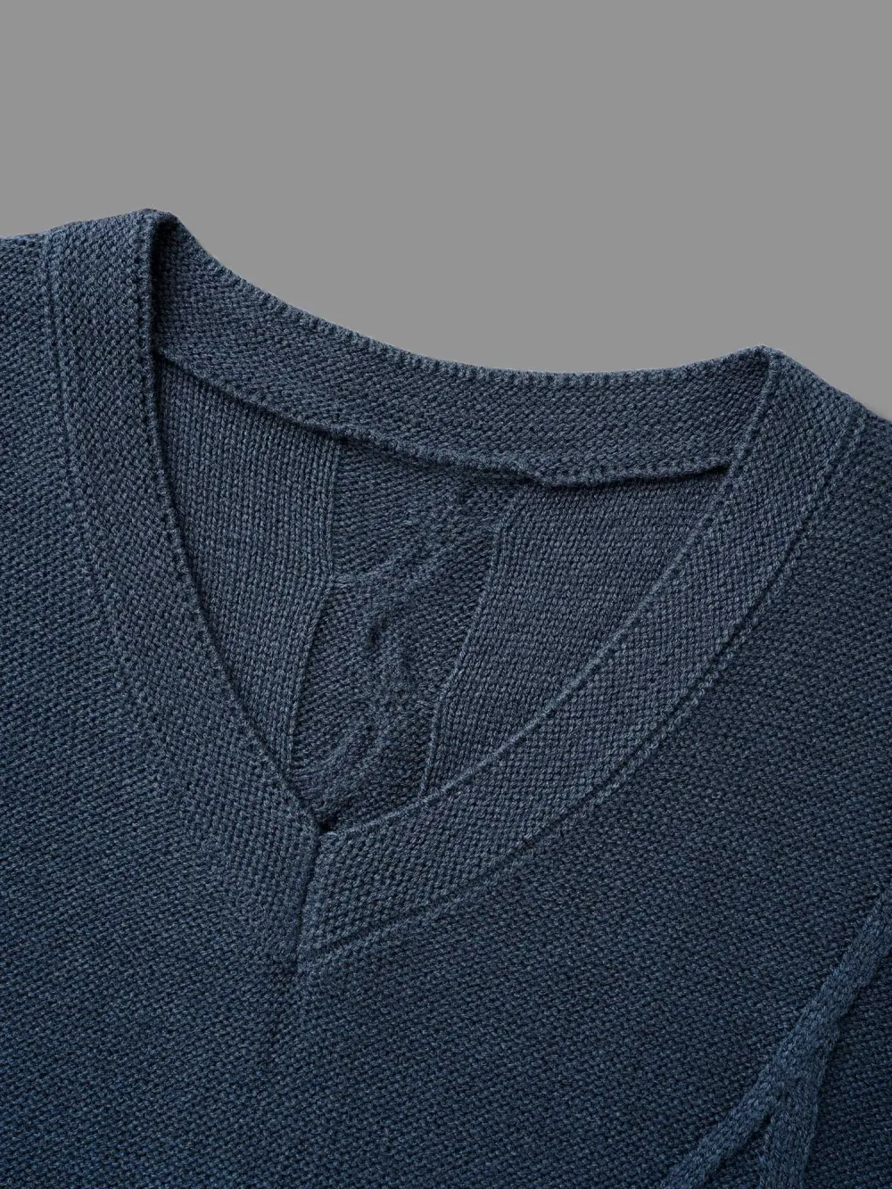 V Neck Cable Knit Texture Pullover