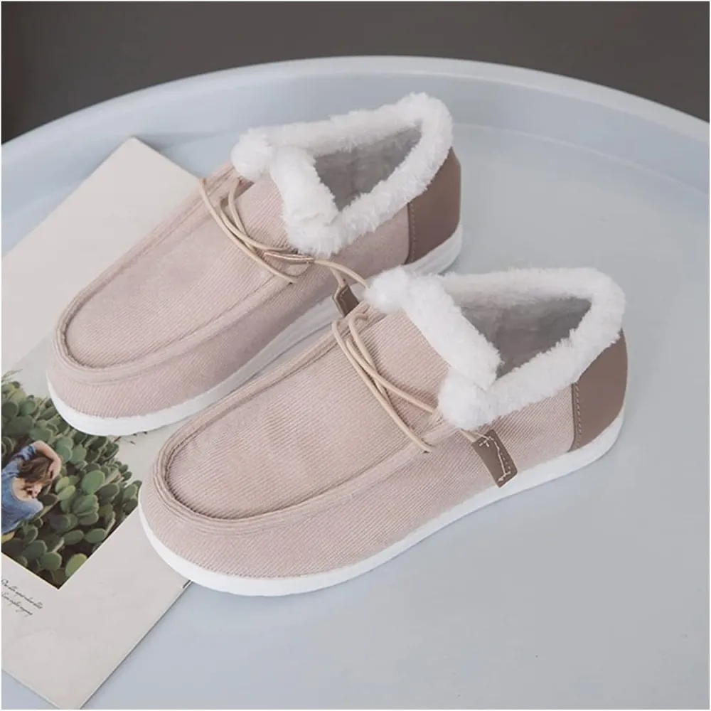 Women's Winter Warm Wendy Shoes Fleece Lined Boat Shoe Slip On Comfort Shoes,Womens Lace Up Loafers Flats Shoes (Come With Christmas socks) (Color : E, Size : EU/CN 42)
