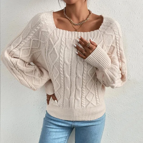 Fashionable square neck sweater sweater