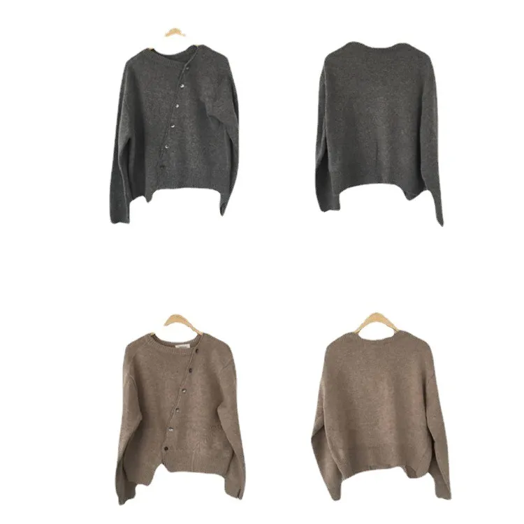 Button Down Asymmetric Casual Comfy Knitwear