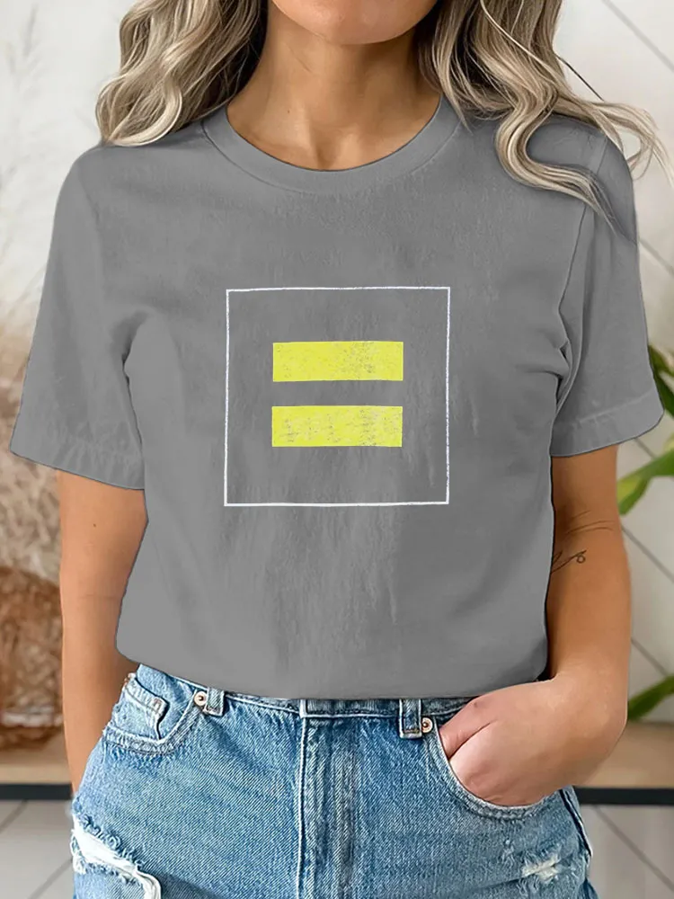 Pure Cotton Round-Neck Short-Sleeved Shirt Equality Logo T-Shirt