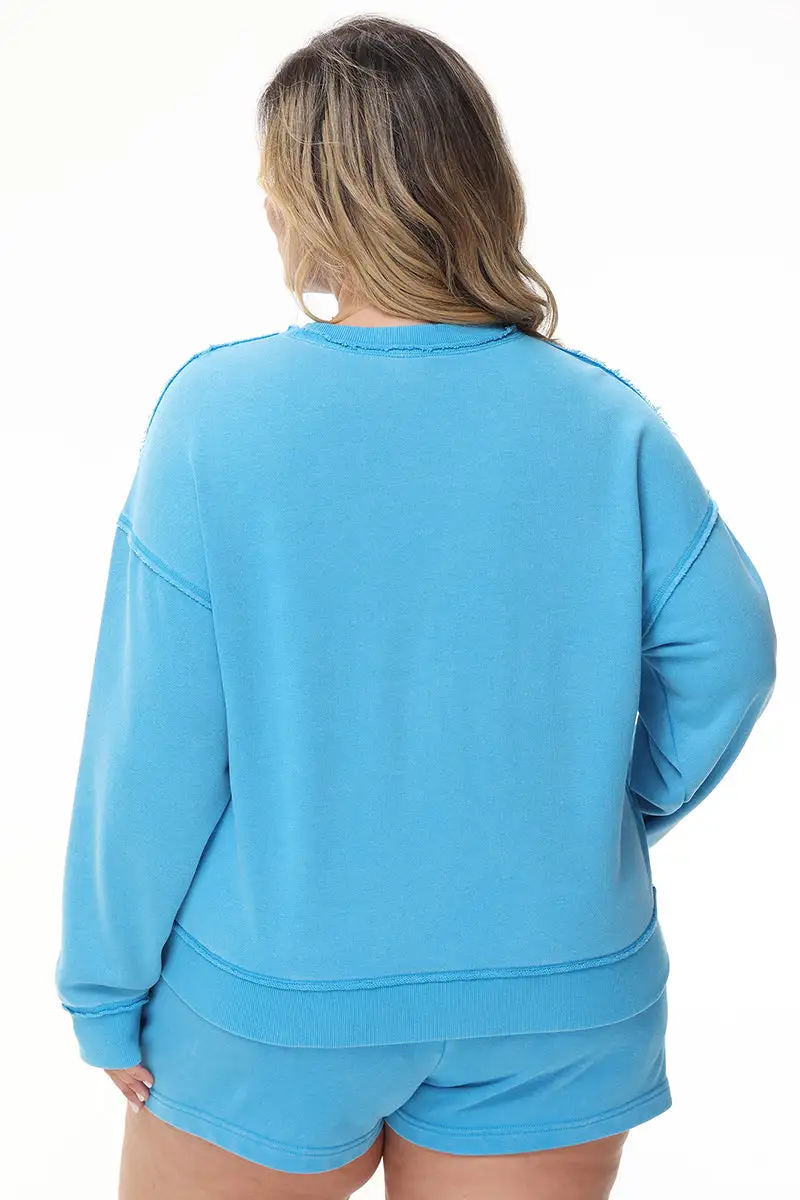 Plus-Size French Terry Embroidered Crewneck