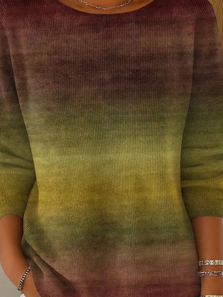 Loose Imitation Cashmere Crew Neck Vintage Sweater