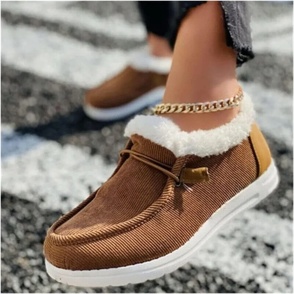 Women's Winter Warm Wendy Shoes Fleece Lined Boat Shoe Slip On Comfort Shoes,Womens Lace Up Loafers Flats Shoes (Come With Christmas socks) (Color : E, Size : EU/CN 42)