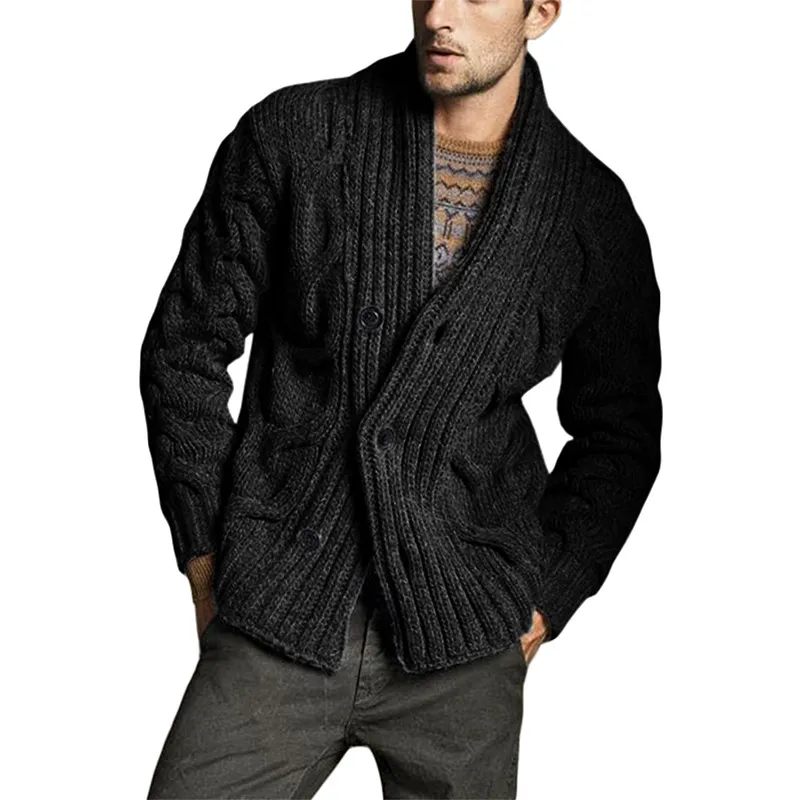 Men's Solid Color Knit Jacquard Sweater Jacket