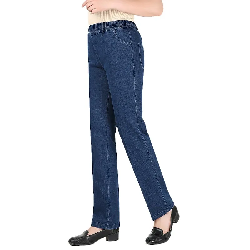 Women's Pants Trousers Jeans Elastic Waist Loose Jeans Classic Modern Regular Spring &  Fall Blue Dark Blue Light Blue