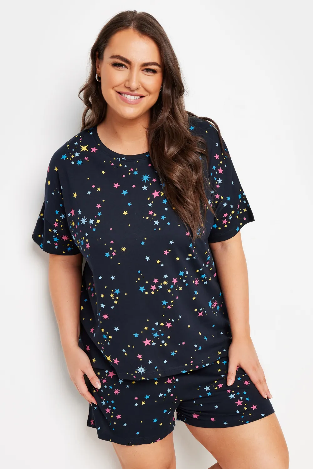 YOURS 4 PACK Curve Navy Blue Star Print Pyjama Set