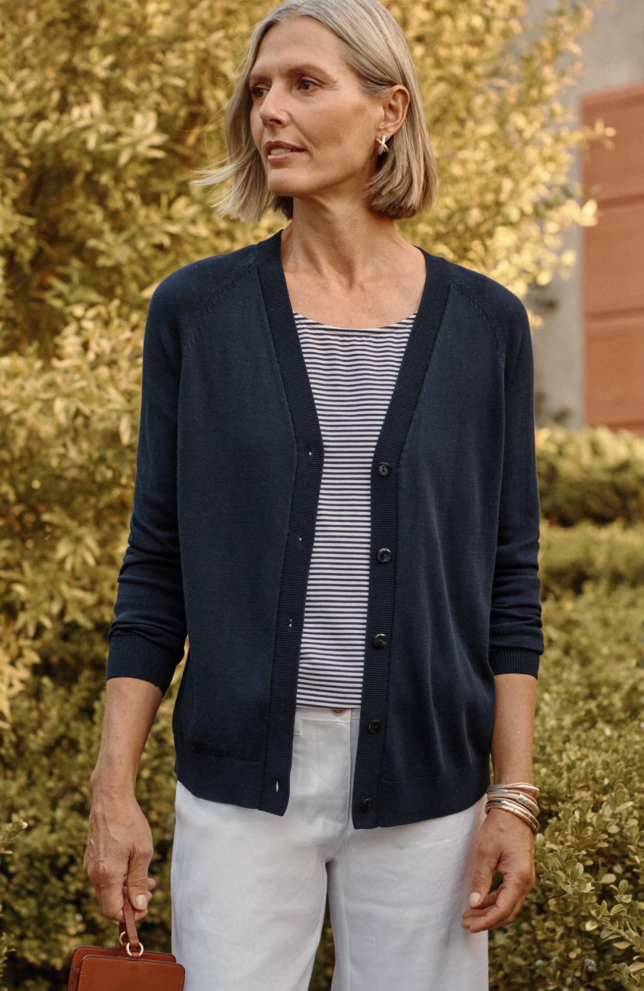organically grown cotton v-neck cardi