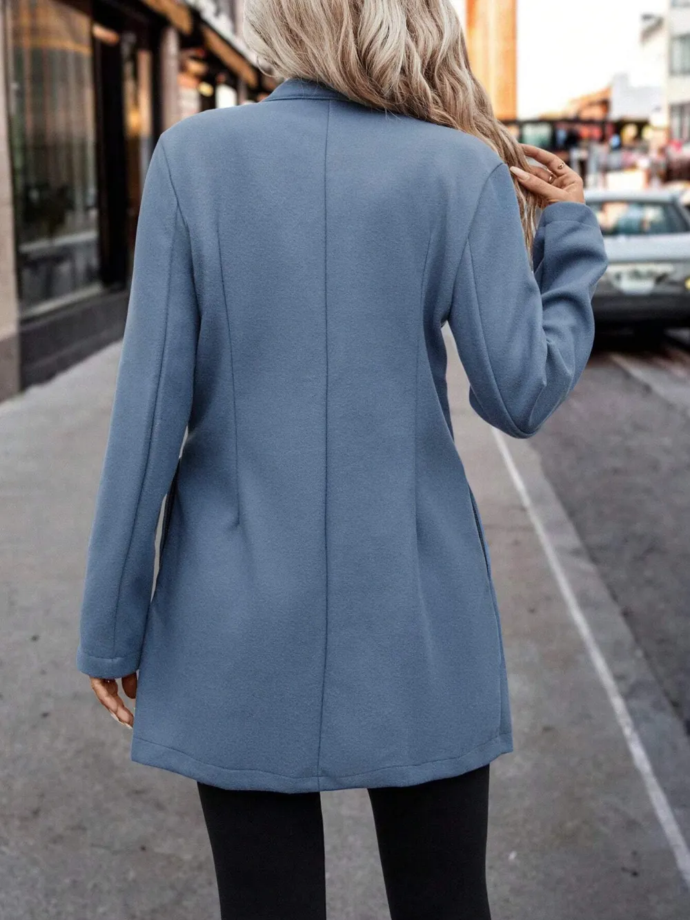 Lapel Button-up Woolen Coat For Women
