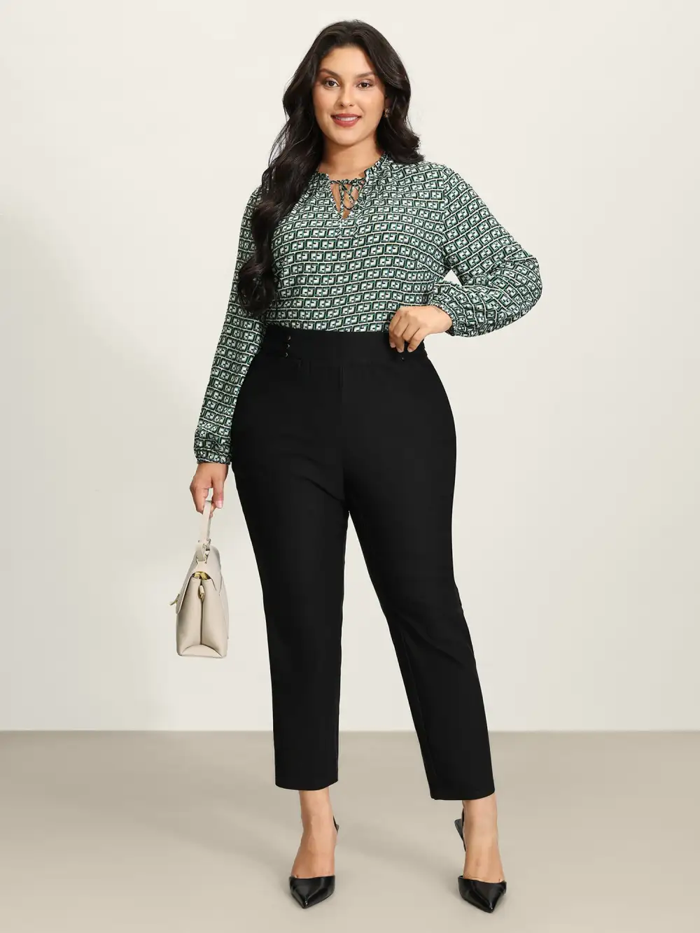 Rivets Wide Waistband Stretchy Pants