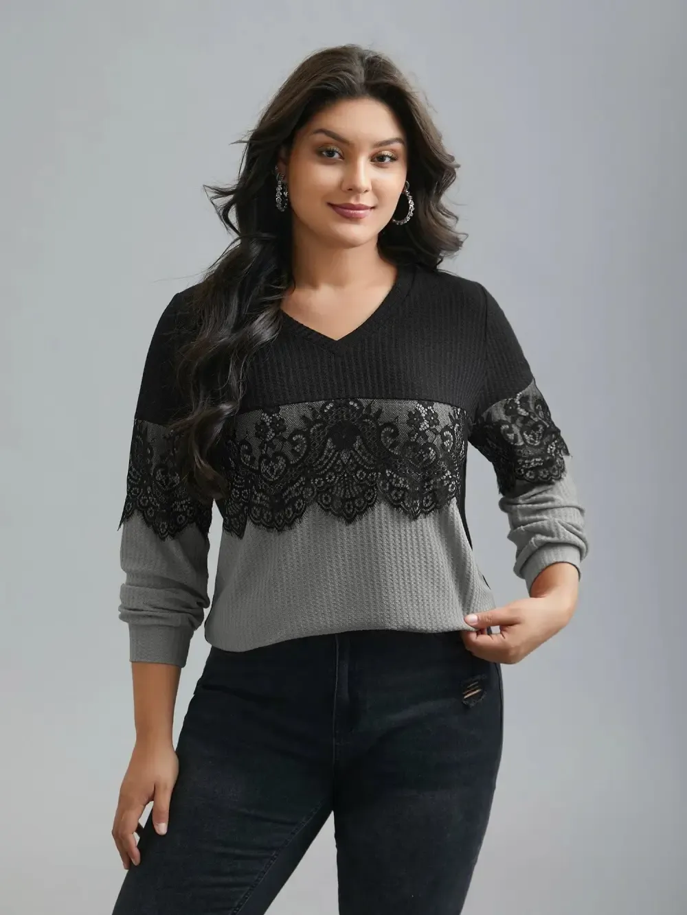 Crochet Lace Mesh Contrast Patchwork Top