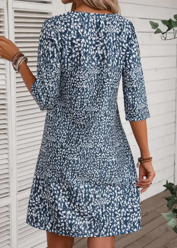 Navy Lightweight Ditsy Floral Print Dress