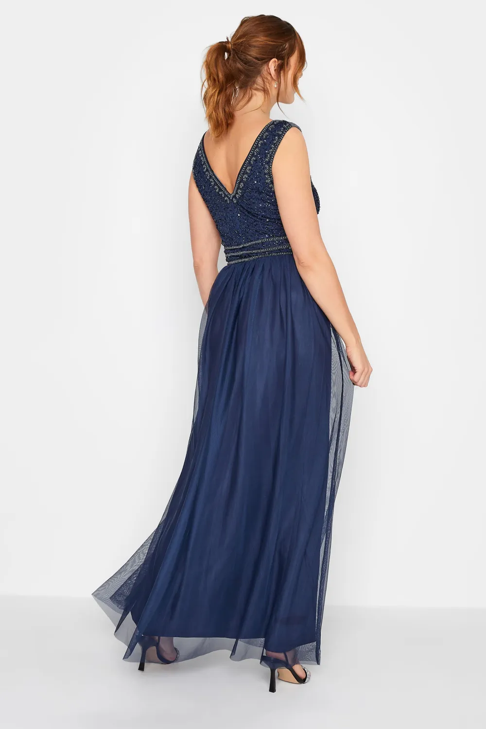 LTS Tall Blush Pink Sequin Hand Embellished Maxi Dress