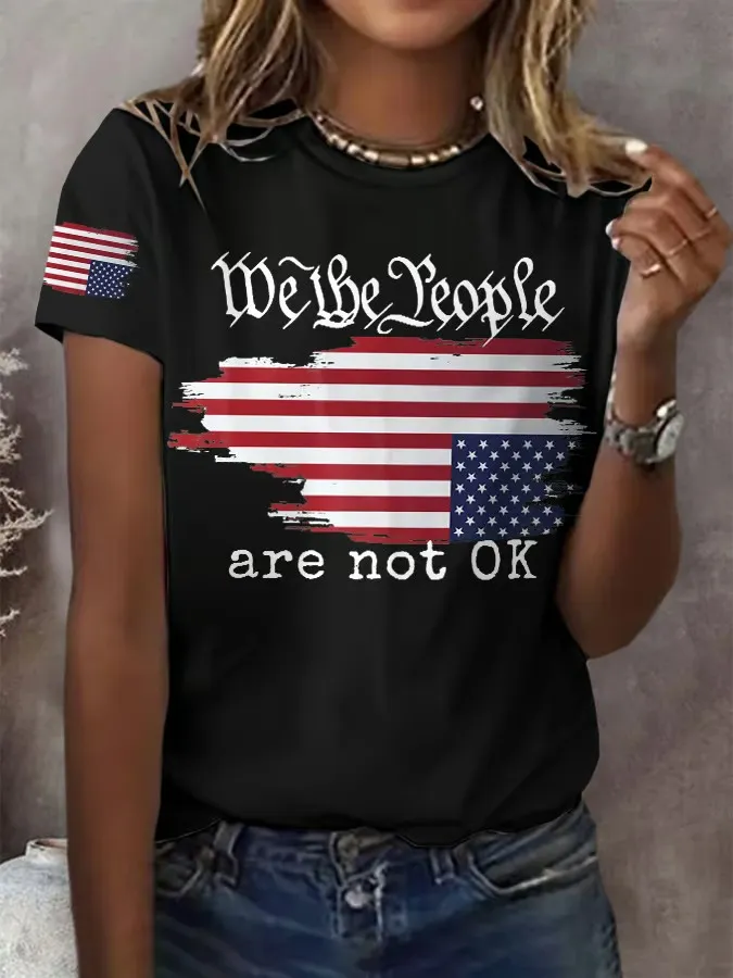 Women'S T-Shirt Retro We The People Are Not Ok Print T-Shirt