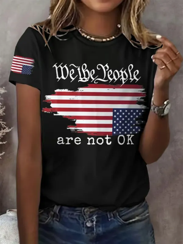 Women'S T-Shirt Retro We The People Are Not Ok Print T-Shirt