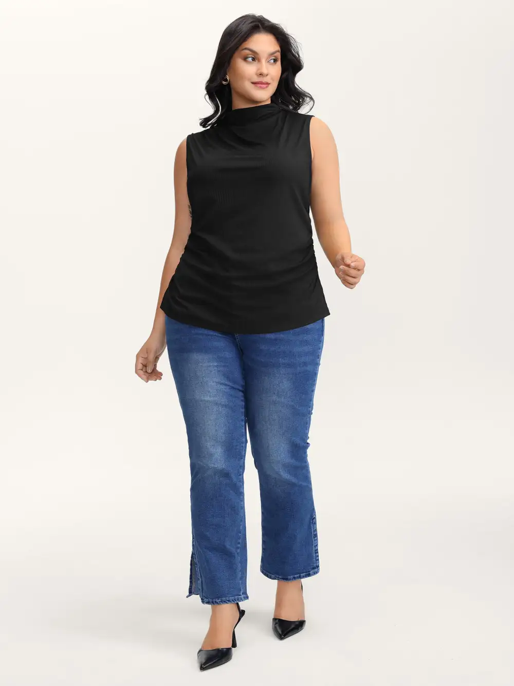 Asymmetric Gathered Fitted Vest