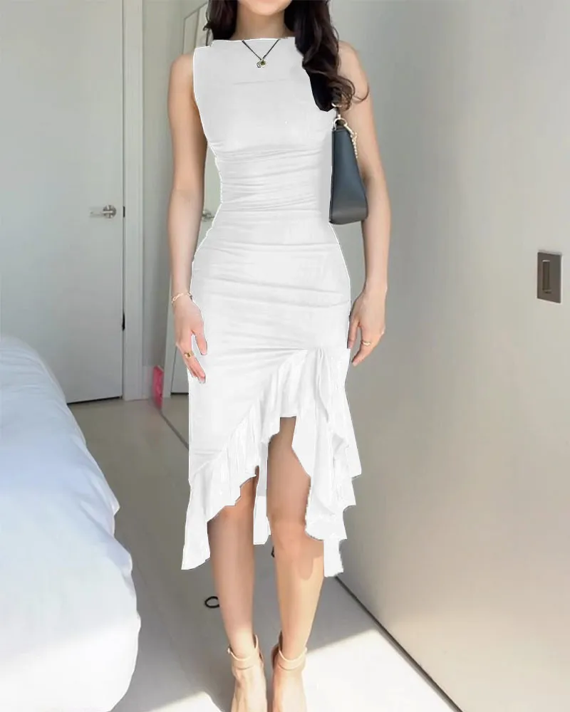 Casual Sleeveless Ruffle Dress