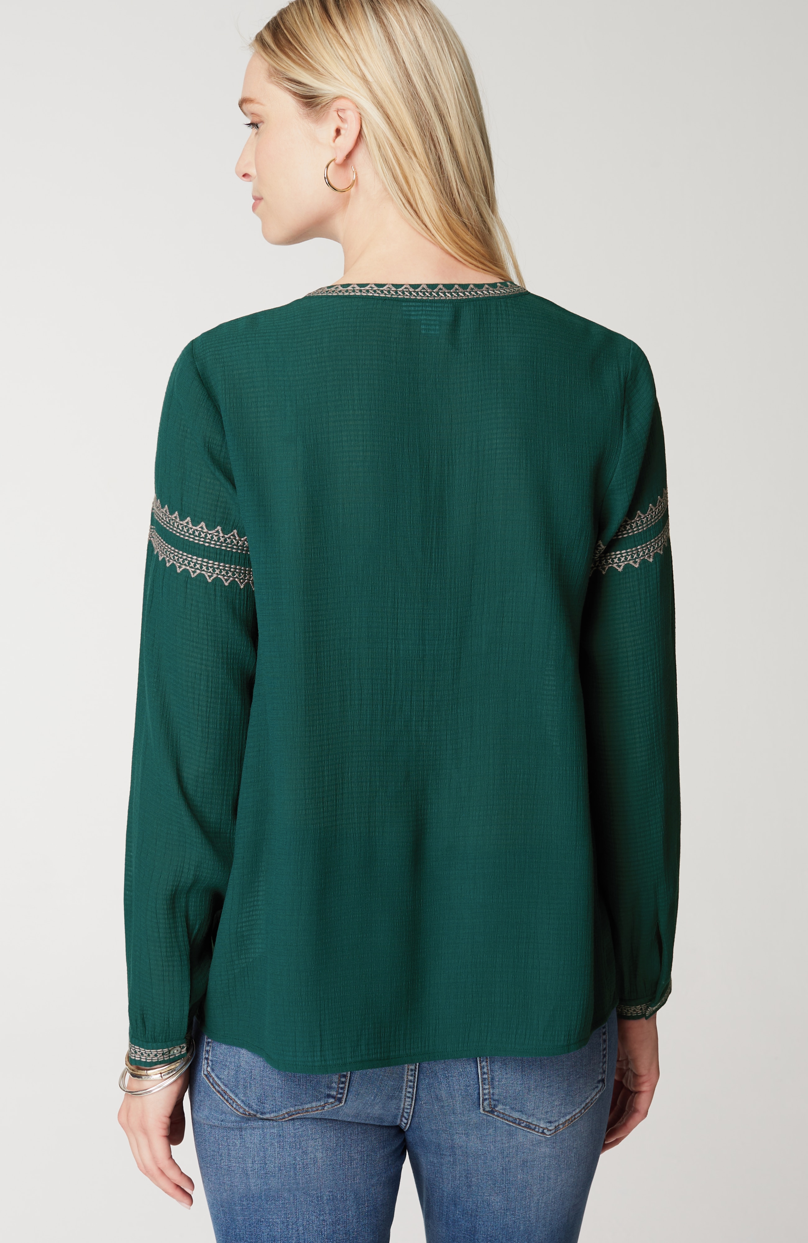 Embroidered Pullover Textured Top