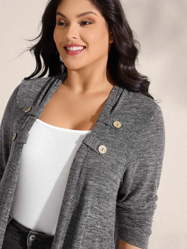 Stretchy Textured Button Detail Jacket