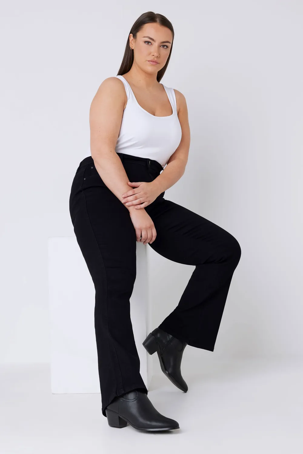 EVANS Curve Fit Black Bootcut Jeans