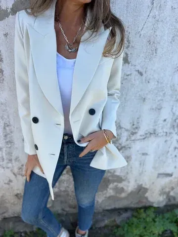 Long Sleeve Lapel Monochrome Blazer