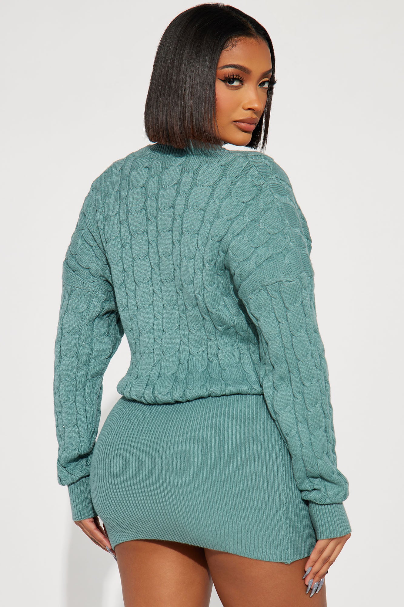 Abbey Sweater Mini Dress - Teal