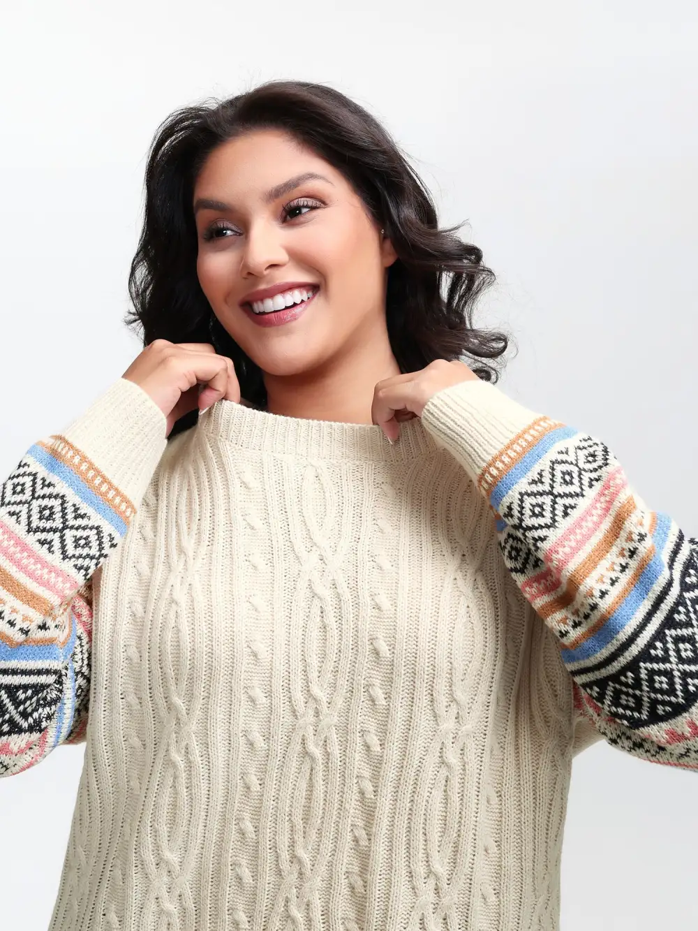 Boho Stripes Jacquard Textured Pullover