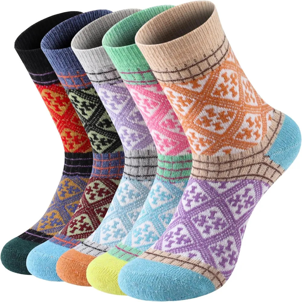 Clothirily Wool Socks- Thick Soft Wool Socks for Women, Vintage Warm Womens Wool Socks, Winter Warm Boot Socks for Women Men