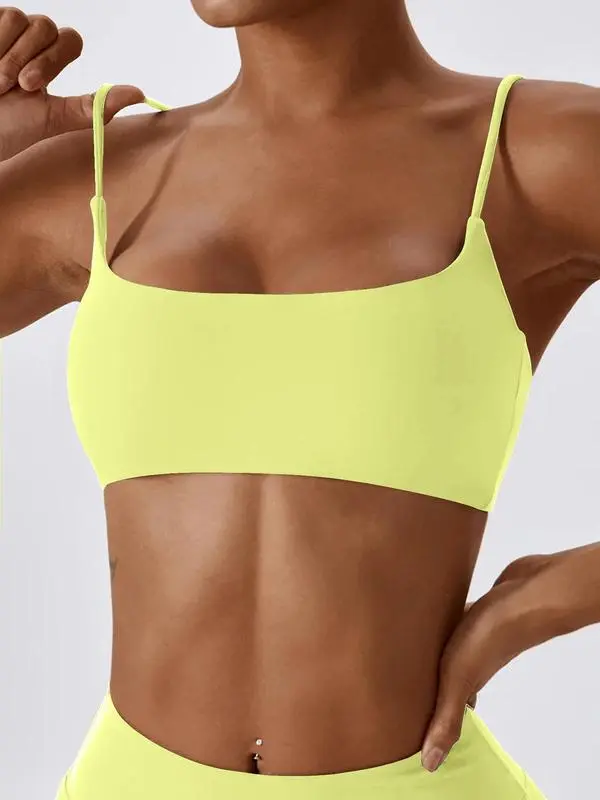 Women's Solid Wireless Sports Bra – Breathable Strappy Activewear Top
