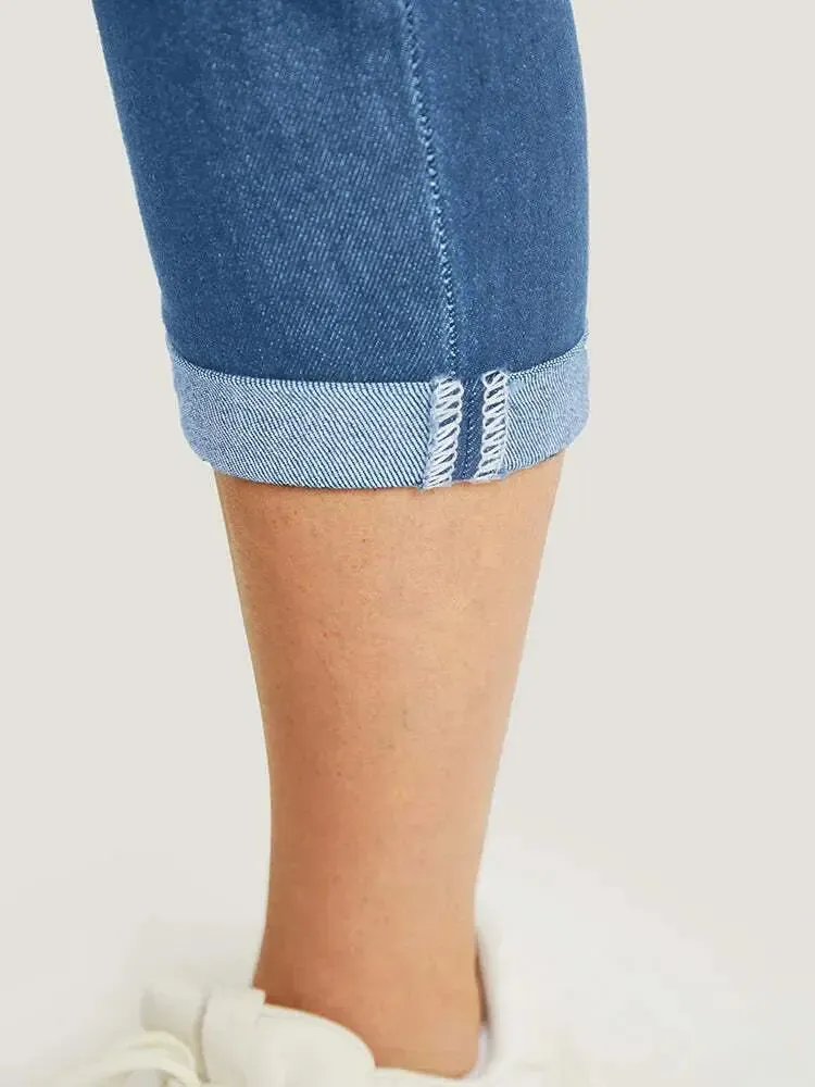 5 Packs-Very Stretchy High Rise Dark Wash Cropped Jeans