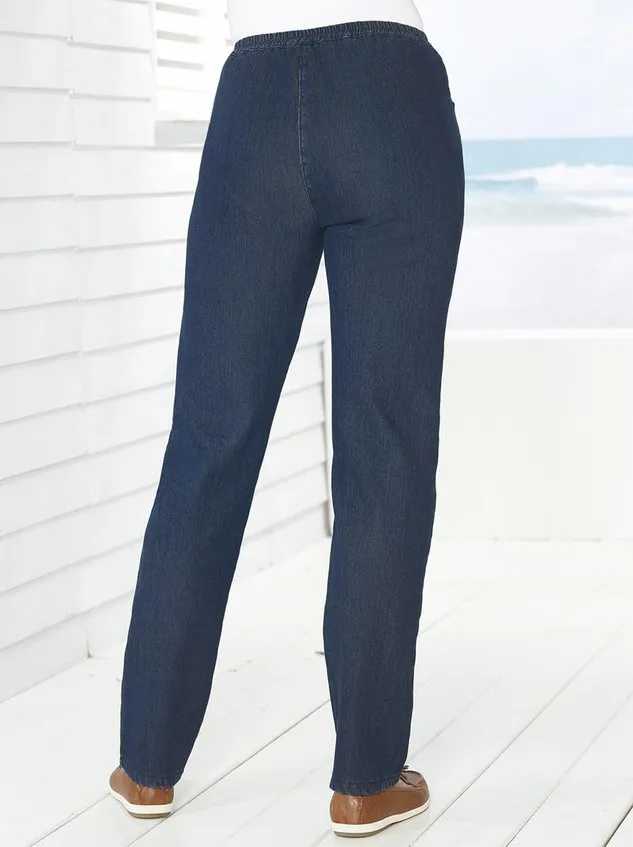 Casual High Stretch Denim Straight Pants
