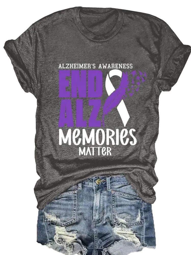 Women'S Alzheimer'S Awareness End Alz Memories Matter Round-Neck T-Shirt
