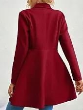 Women's Coat Warm Comfortable Pocket Buttons Fashion Plain Outdoor Vacation Double Breasted Long Turndown Regular Fit Long Sleeve Outerwear Black Red Camel Fall Winter