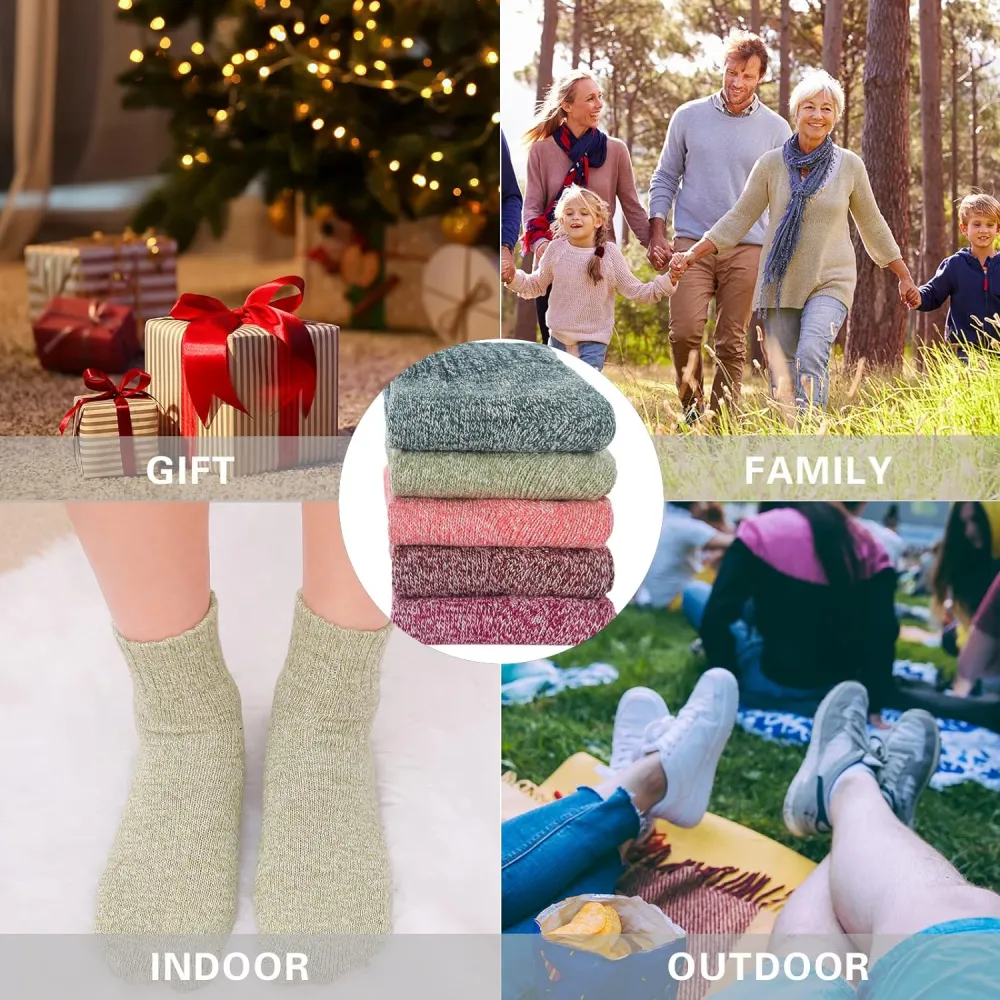 Clothirily Wool Socks- Thick Soft Wool Socks for Women, Vintage Warm Womens Wool Socks, Winter Warm Boot Socks for Women Men