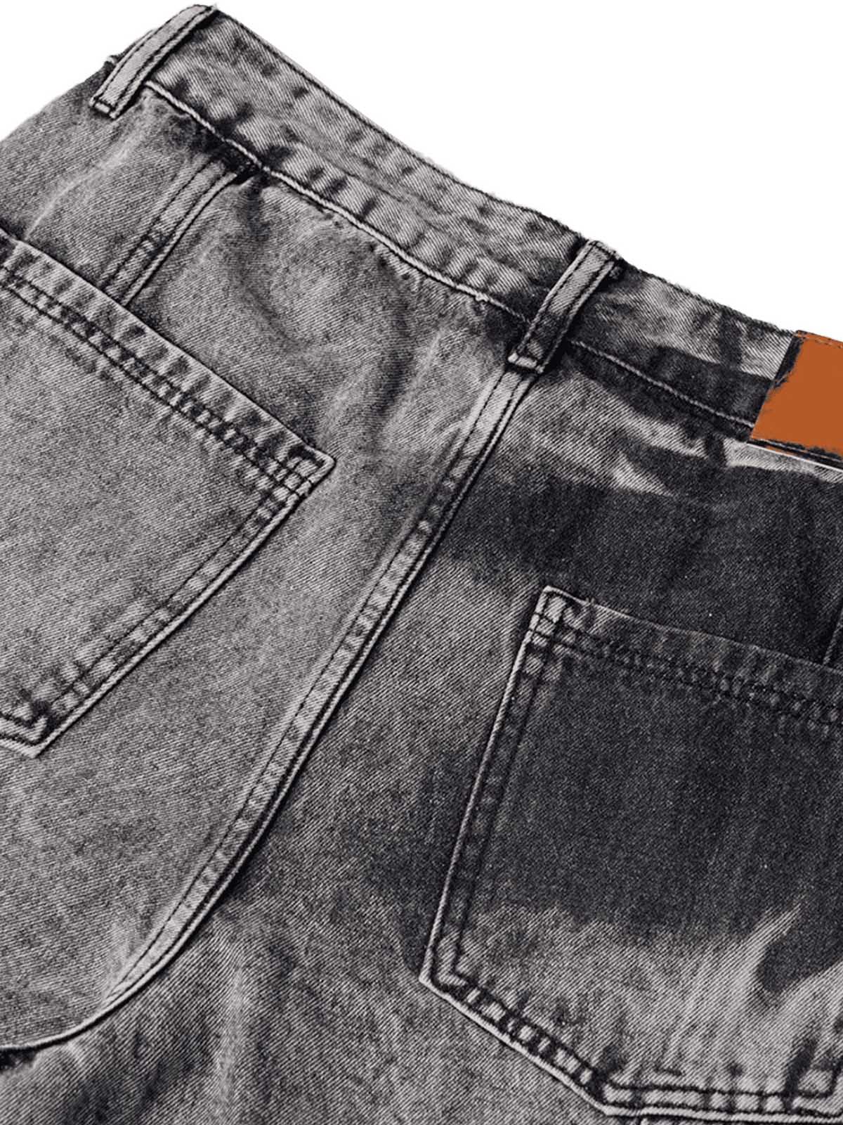 High Street Washed Distressed Work Jeans - 2163