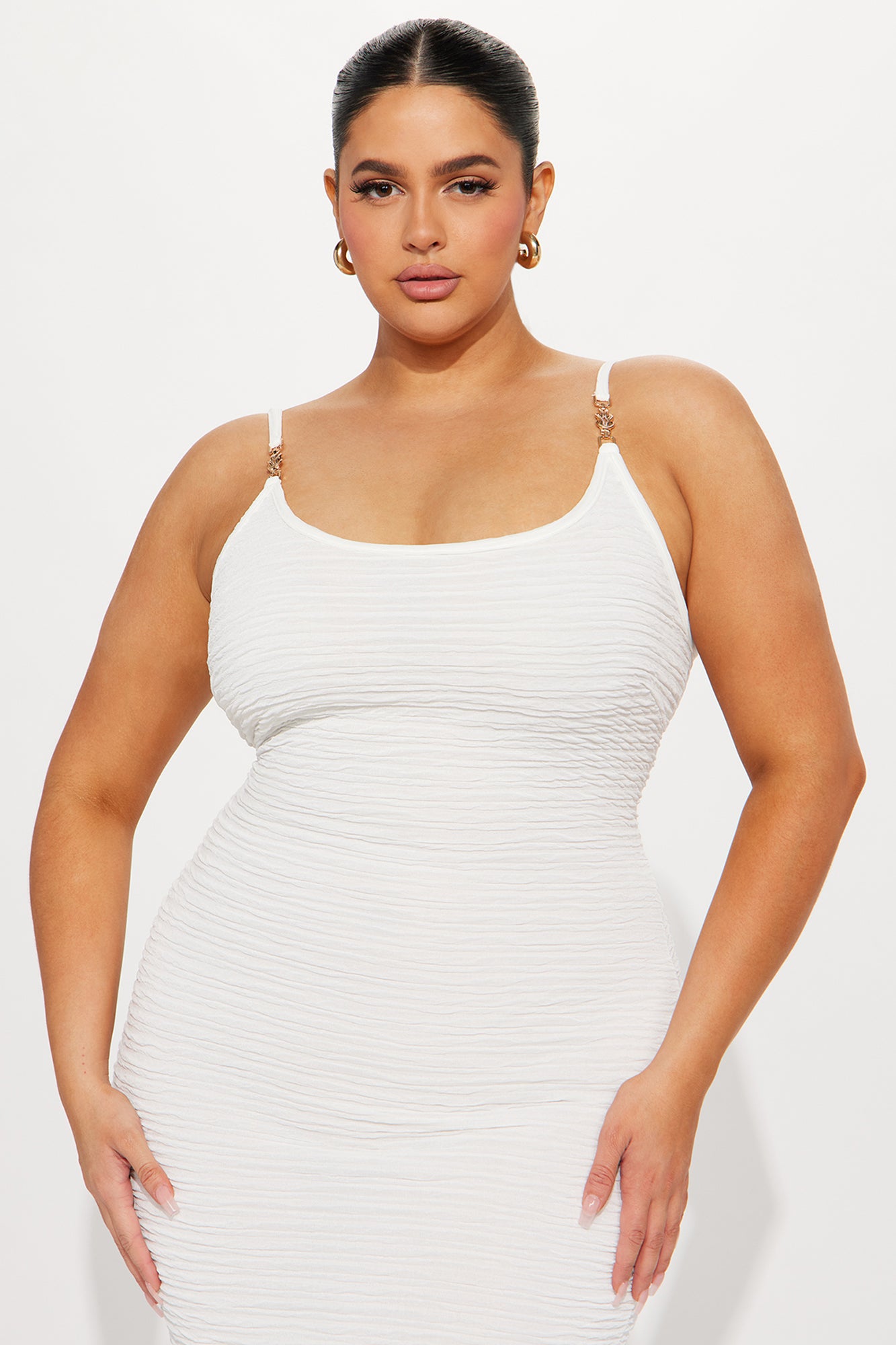 Sunshine Textured Midi Dress - Off White