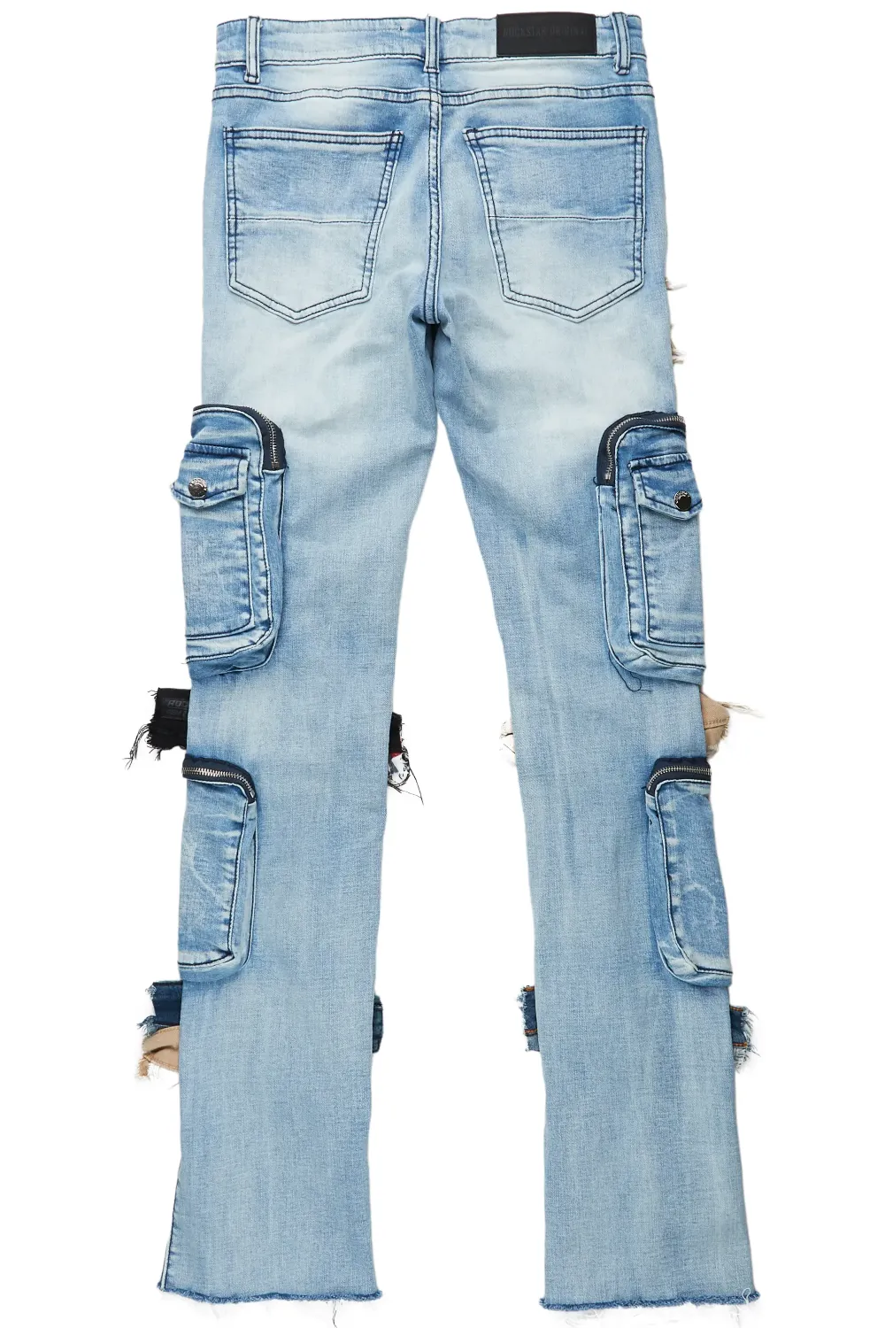 Orion Blue Patchwork Stacked Flare Jean