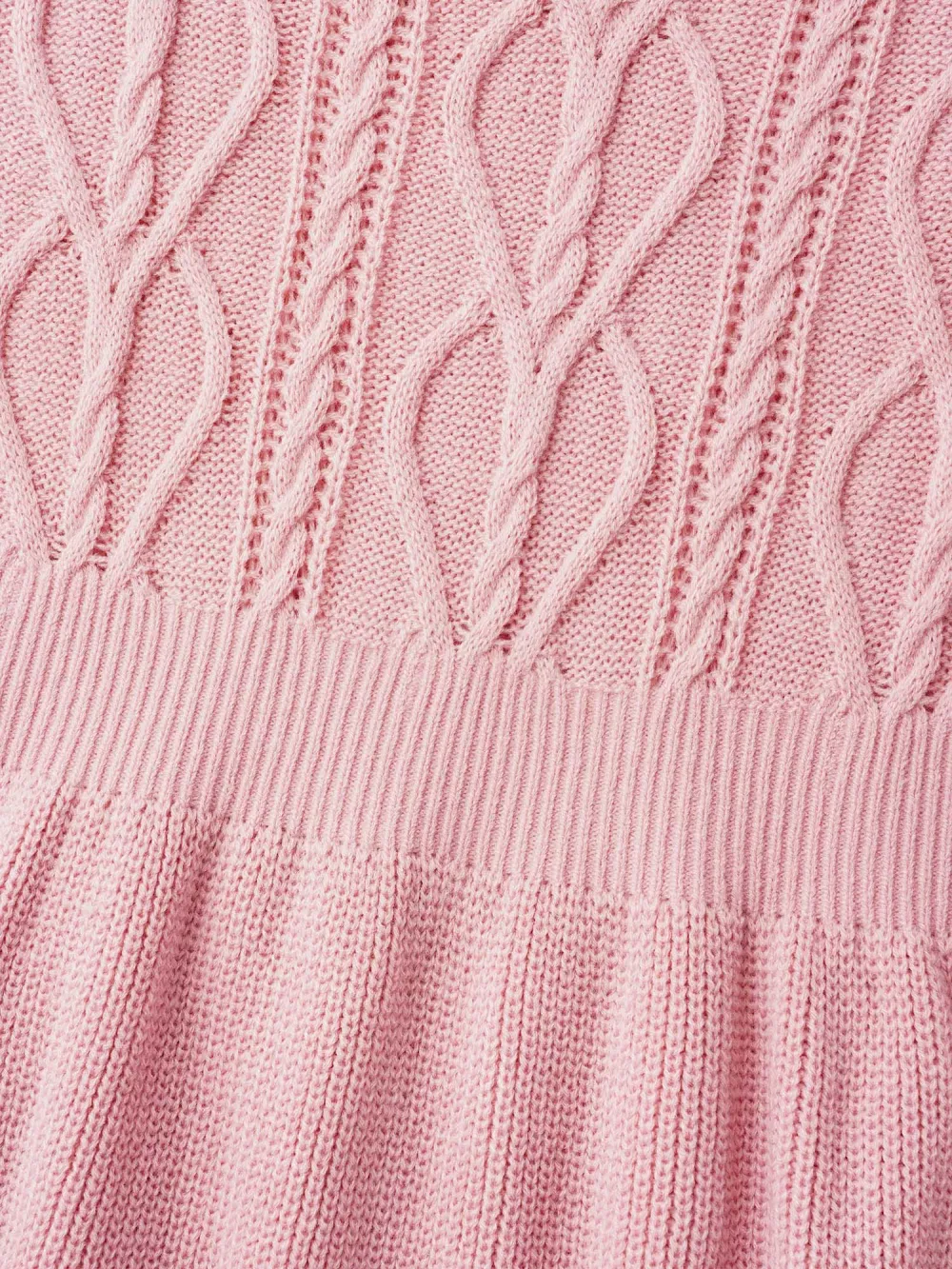 Textured Cable-Knit Waist Cinched Pullover