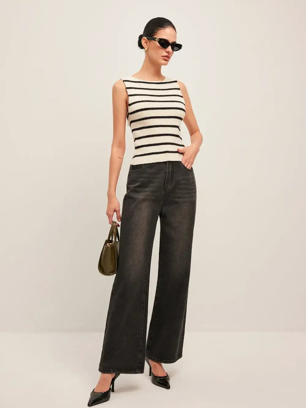 Bow Back Detail Striped Sweater Vest