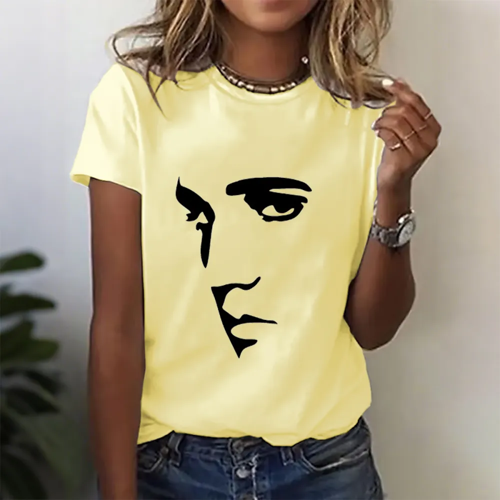 Women's Character Print Short Sleeve Round Neck Cotton T-Shirt