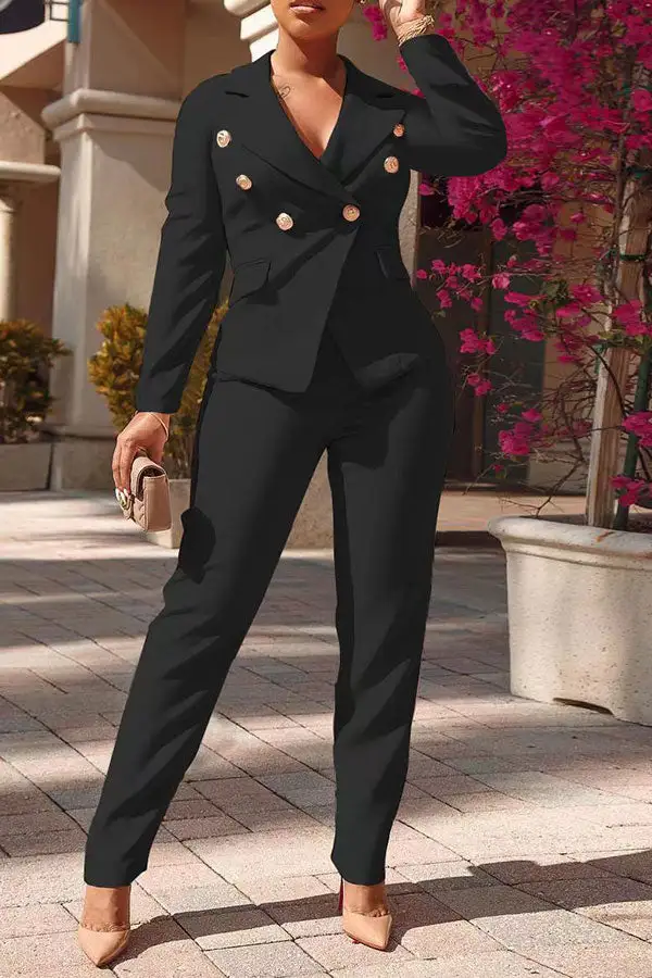  Modern Double Breasted Pant Suit