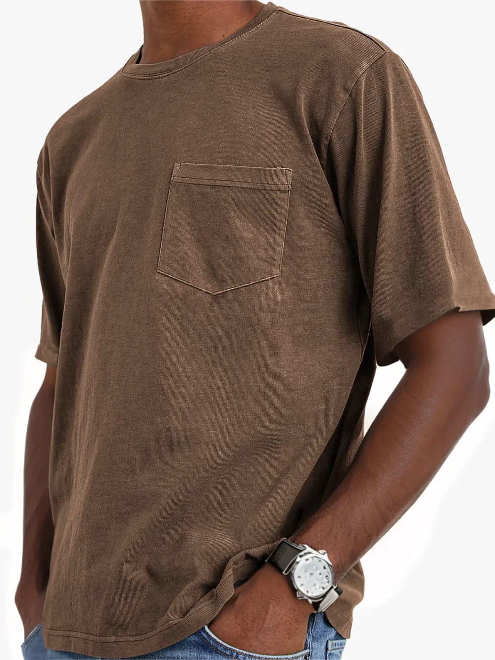 Men's Vintage Washed Distressed Pocket Short Sleeve T-Shirt