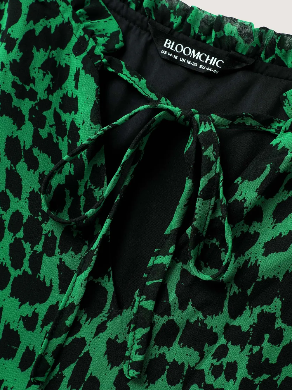 Leopard Print Tie Knot Lantern Sleeve Blouse