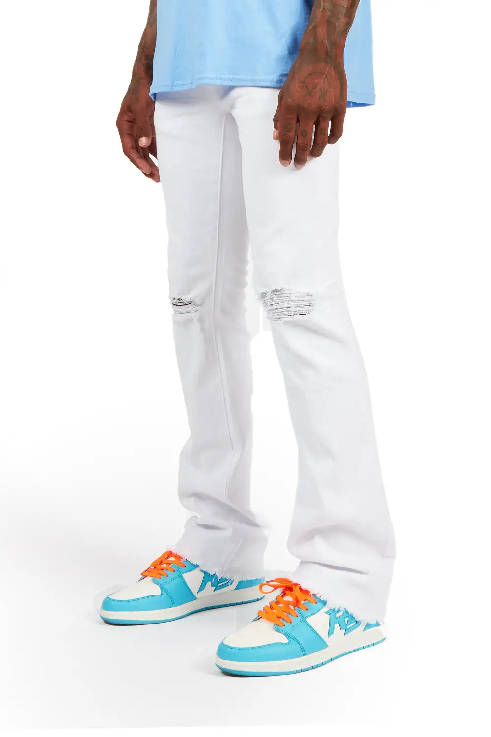 Rebel White Stacked Flare Jean