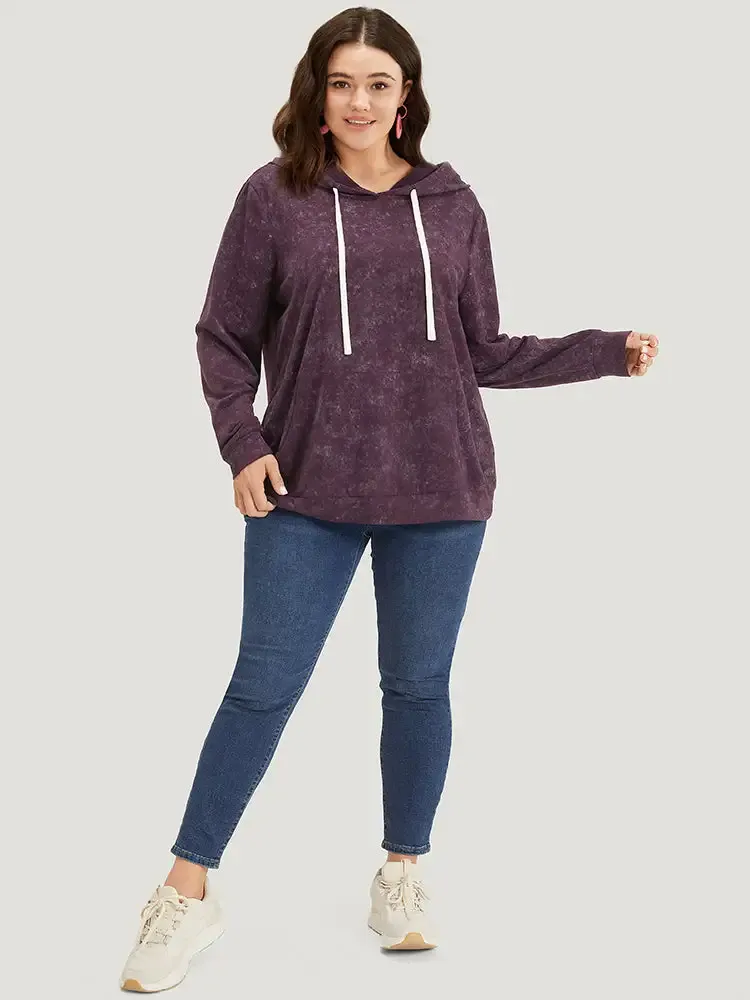 Hooded Ties Pocket Elastic Cuffs Sweatshirt