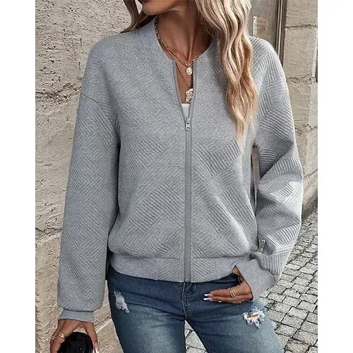 Women's Texture Sweatshirt Waffle Sweatshirt  Pullover Hoodie Sweatshirt Plain Streetwear Casual Long Sleeve Hooded Regular Tops Street Holiday Going out Buttons Black White Pink Wine Fall Winter